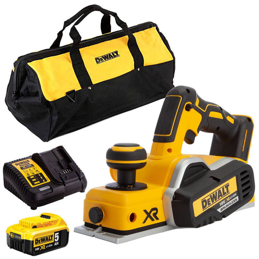 Dewalt DCP580N 18V XR Brushless 82mm Planer with 1 x 5.0Ah Battery Charger & Bag