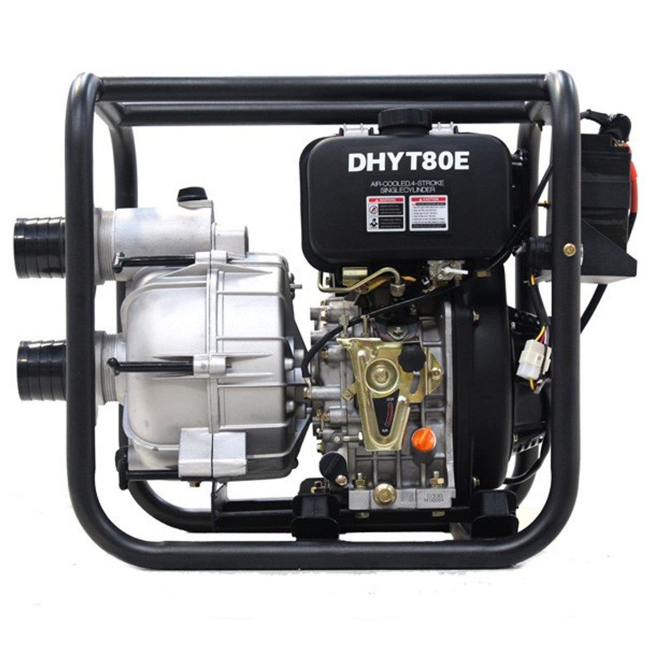 Hyundai DHYT80E 80mm Electric Start Open Frame Diesel Trash Water Pump, 25m Total Head, 6m Lift, 880min Flow Rate