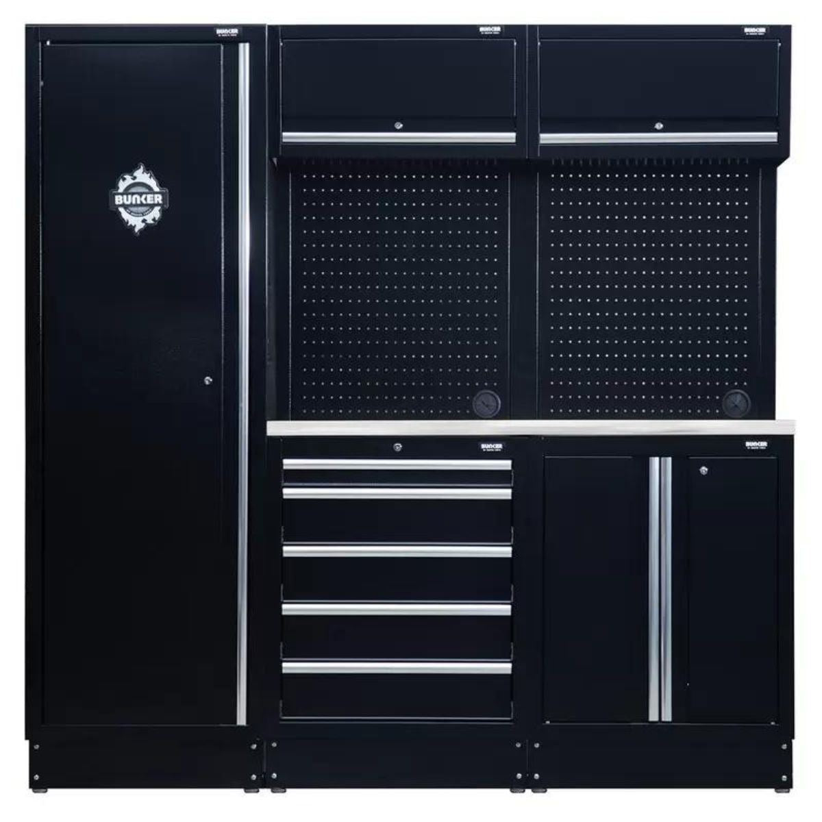 Draper MS400COMBO/11B BUNKER Modular Storage Combo with Stainless Steel Worktop 11 Piece 04503