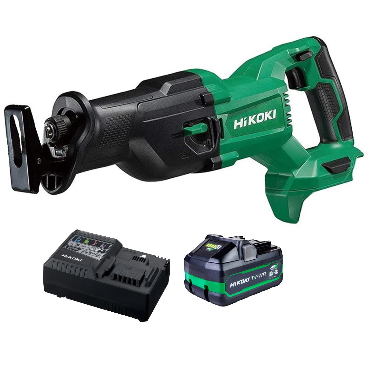 HiKOKI CR18DBW4Z 18V Reciprocating Saw with 1 x 4.0Ah/8.0Ah Battery & Charger