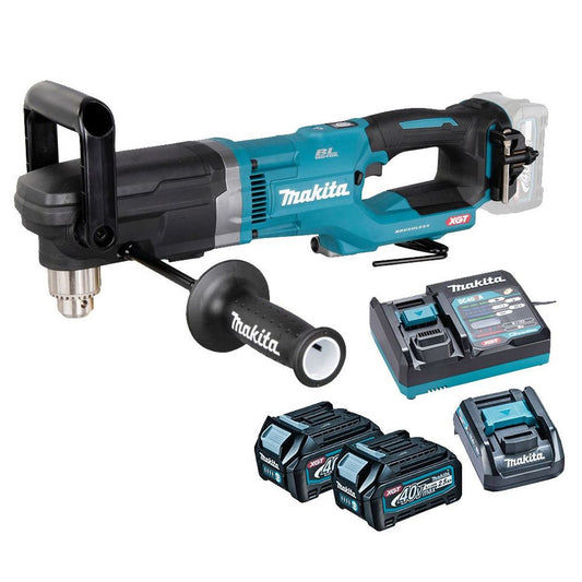 Makita DA001GD201 40V max XGT 13mm Cordless Brushless Angle Drill With 2 x 2.5Ah Batteries, Charger & Case
