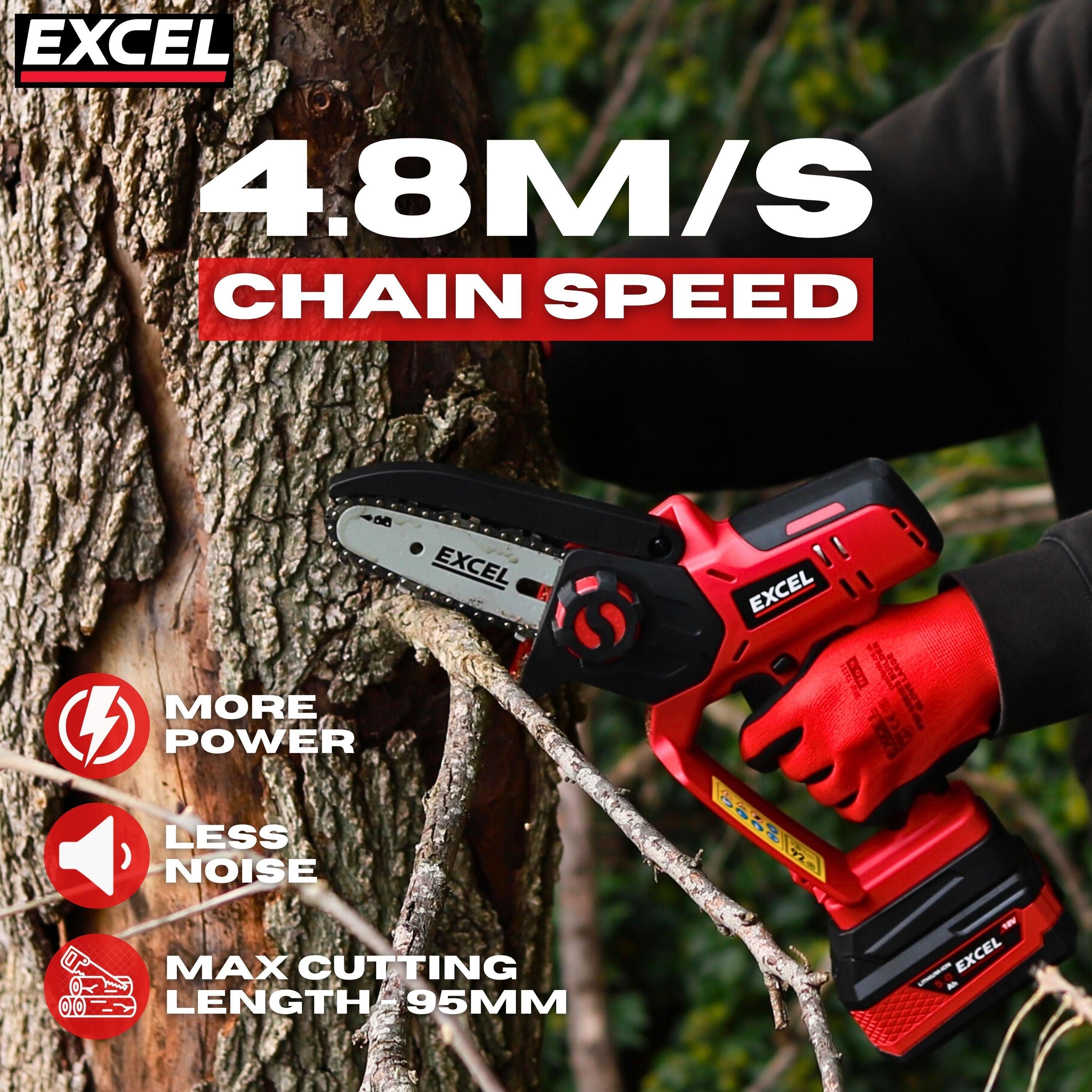 Excel 18V Cordless Mini Chain Saw Body Only (Battery & Charger Not Included)