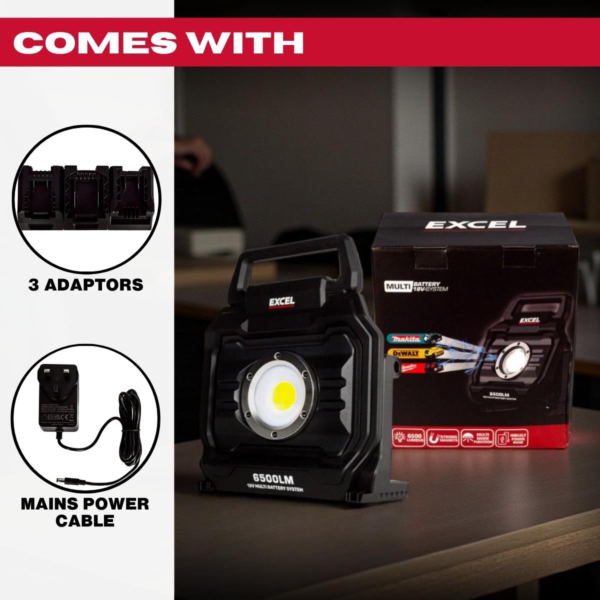 Excel 18V LED Work Light 6500 Lumens