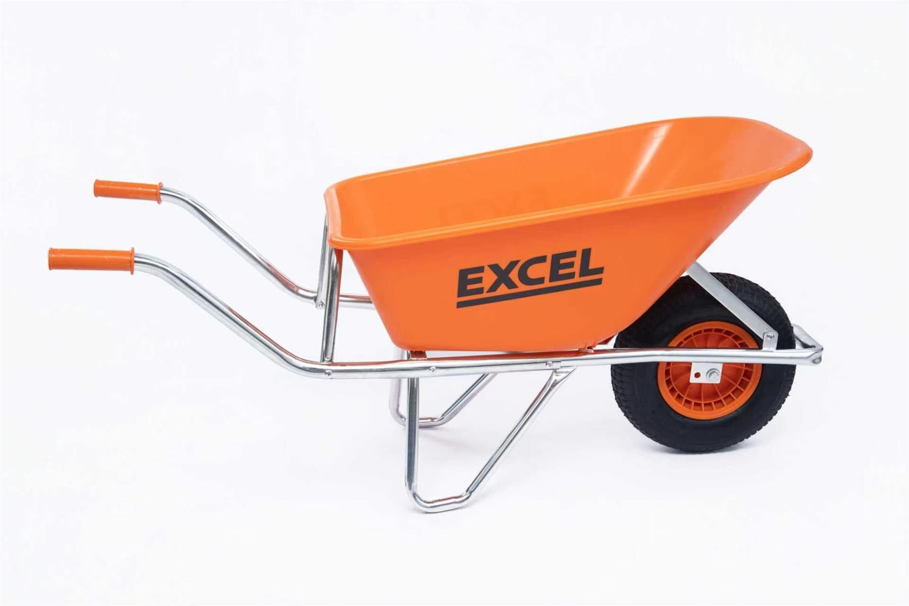 Excel Heavy Duty 100L Orange Wheelbarrow with Chrome Plated Frame