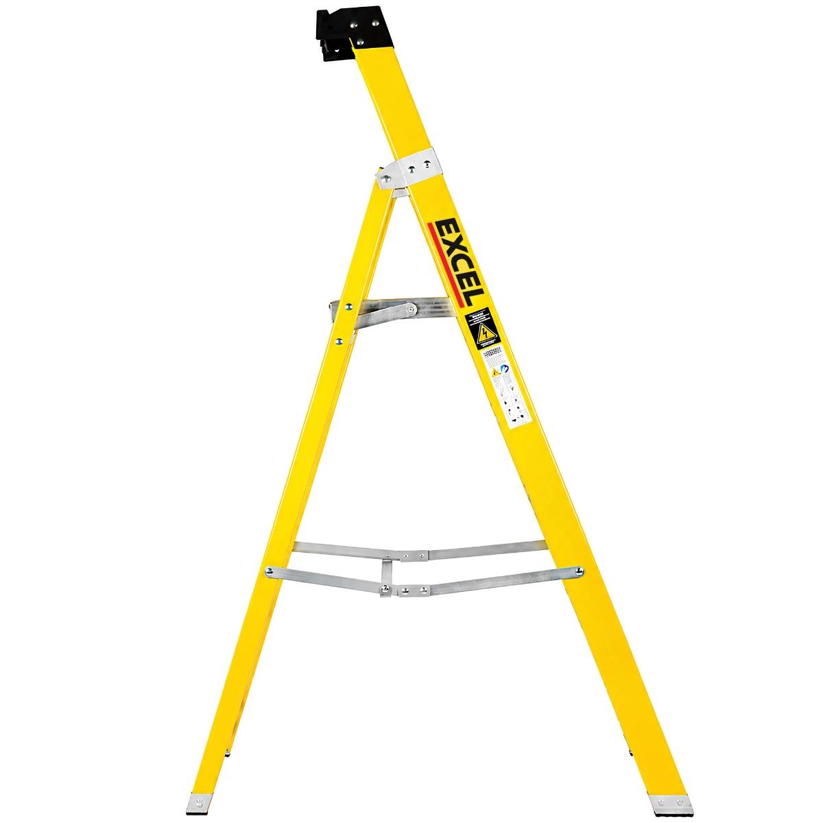 Excel Electricians Fibreglass Platform Step Ladder 5 Tread 1.81m EN131 Yellow