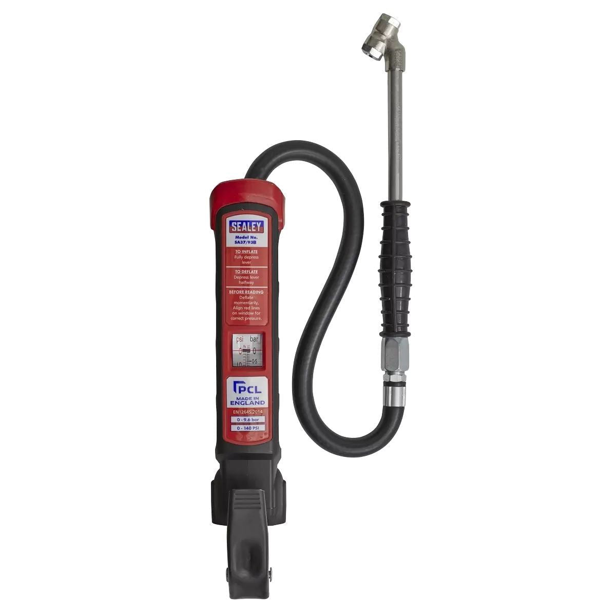 Sealey SA37/93B Anodised Tyre Inflator with Twin Push-On Connector