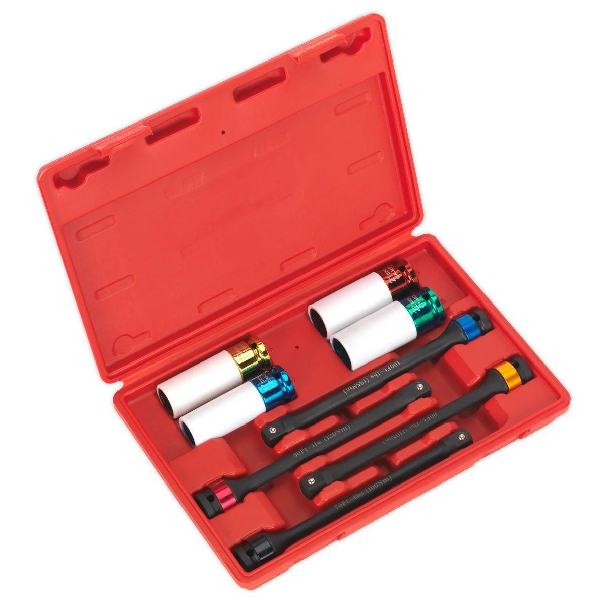 Sealey AK2243 Torque Stick & Aluminium Wheel Impact Socket Set 8pc 1/2