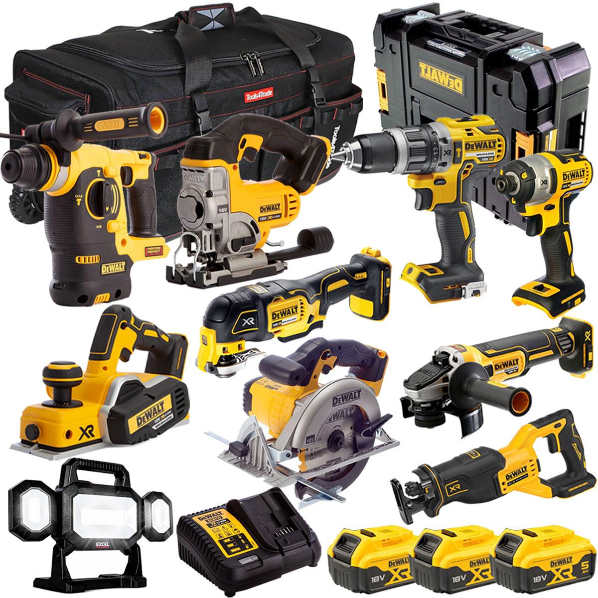 Dewalt 18V 10 Piece Cordless Tool Kit with 3 x 5.0Ah Battery & Charger T4TKIT-1162