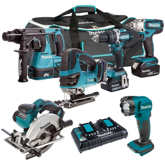 Makita T4T6052PT 18V LXT 6 Piece Kit 3 x 5.0Ah Batteries with Charger