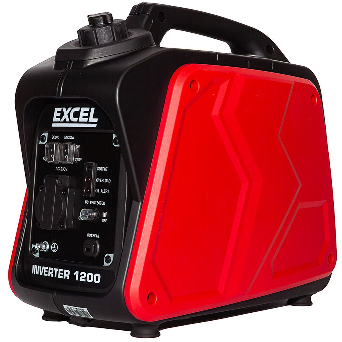 Excel Petrol Inverter Generator 4-Stroke Engine - 1200W Power Output, 60CC for Reliable Outdoor use