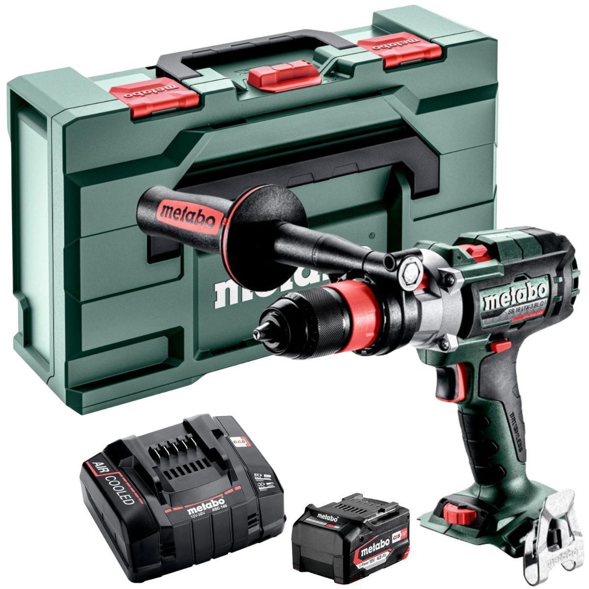 Metabo SB 18 LTX-3 BL Q I 18V Brushless Combi Drill with 1 x 4.0Ah Battery Charger & Metabox