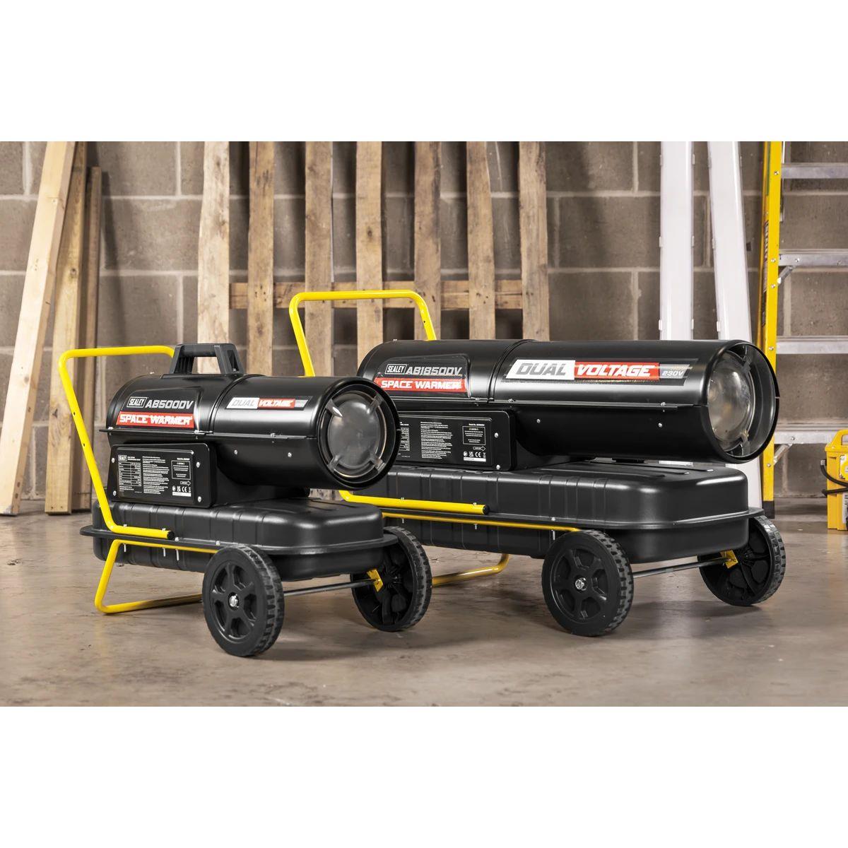 Sealey AB500DV Dual Voltage Kerosene/Diesel Space Warmer Heater with Wheels 230V/15kW