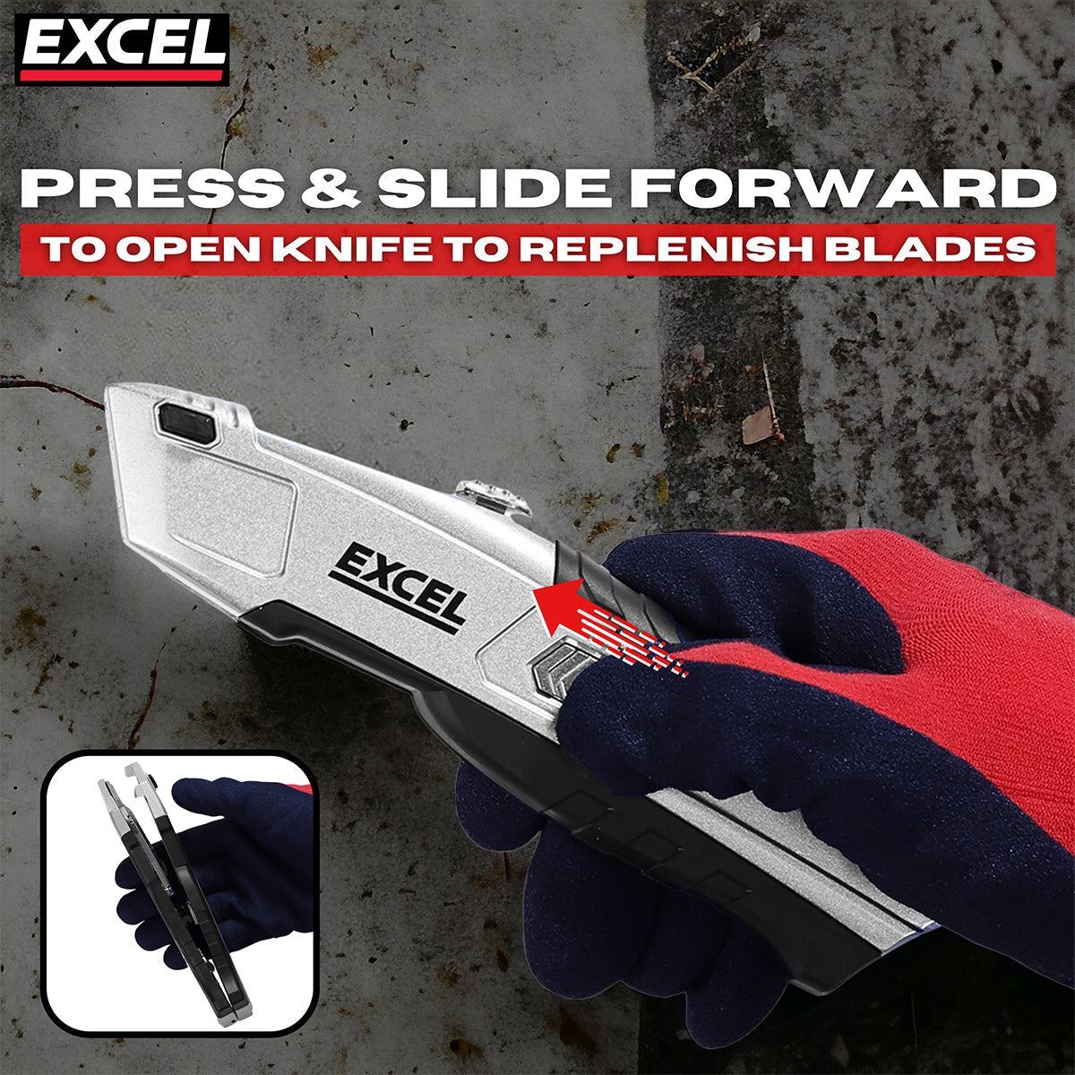 Excel Auto Reload Utility Knife & 5 Blades with Dispenser 100 Piece