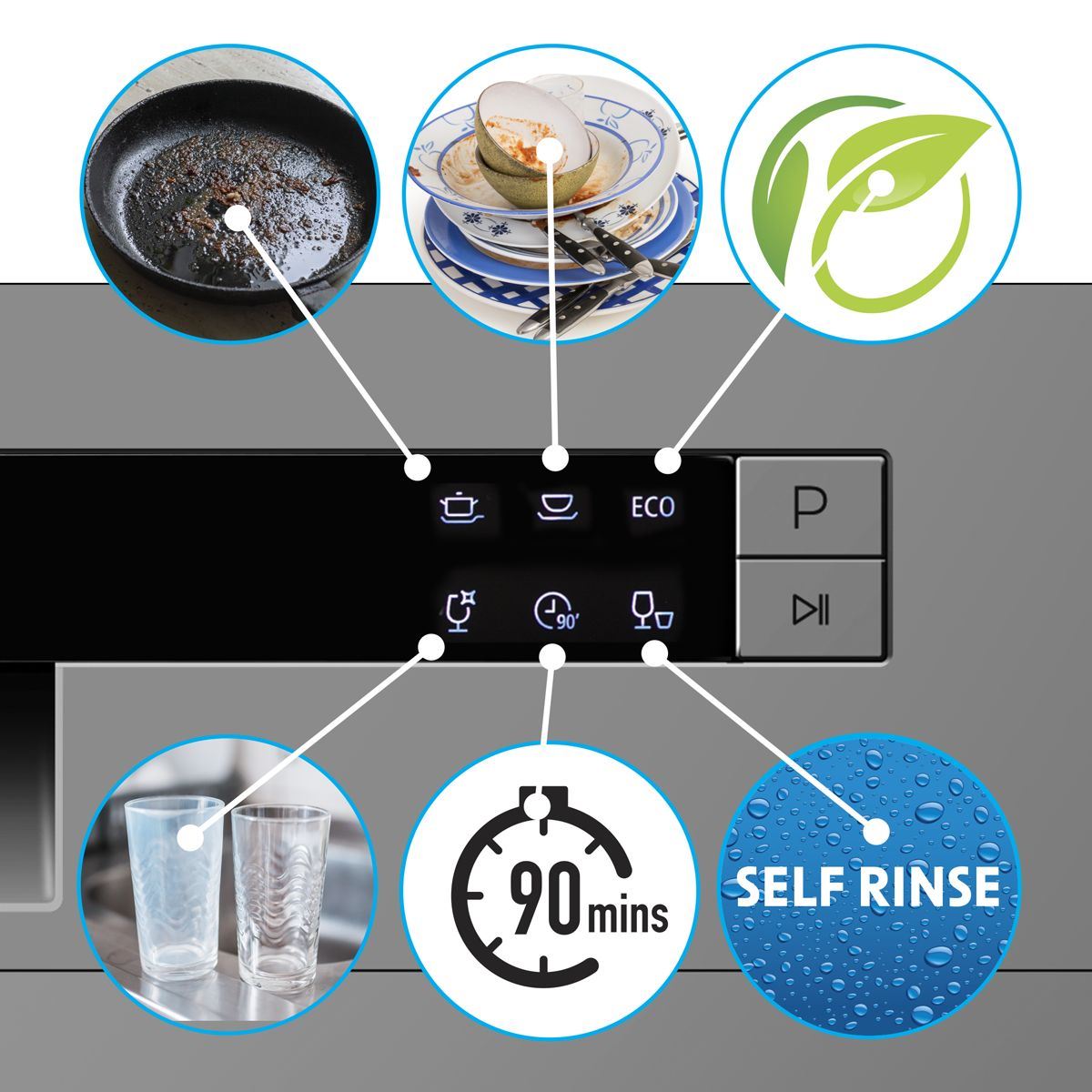 Sealey DH84 Baridi Tabletop Dishwasher 6 Place Settings 6.5L Capacity Silver 230V/1280W