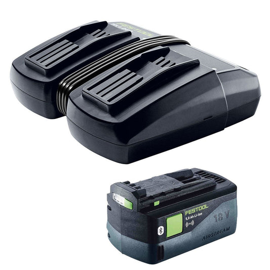 Festool 18V 5.0Ah AIRSTREAM Battery 577660 & 10.8-18V TCL 6 DUO Rapid Charger 230V 577019