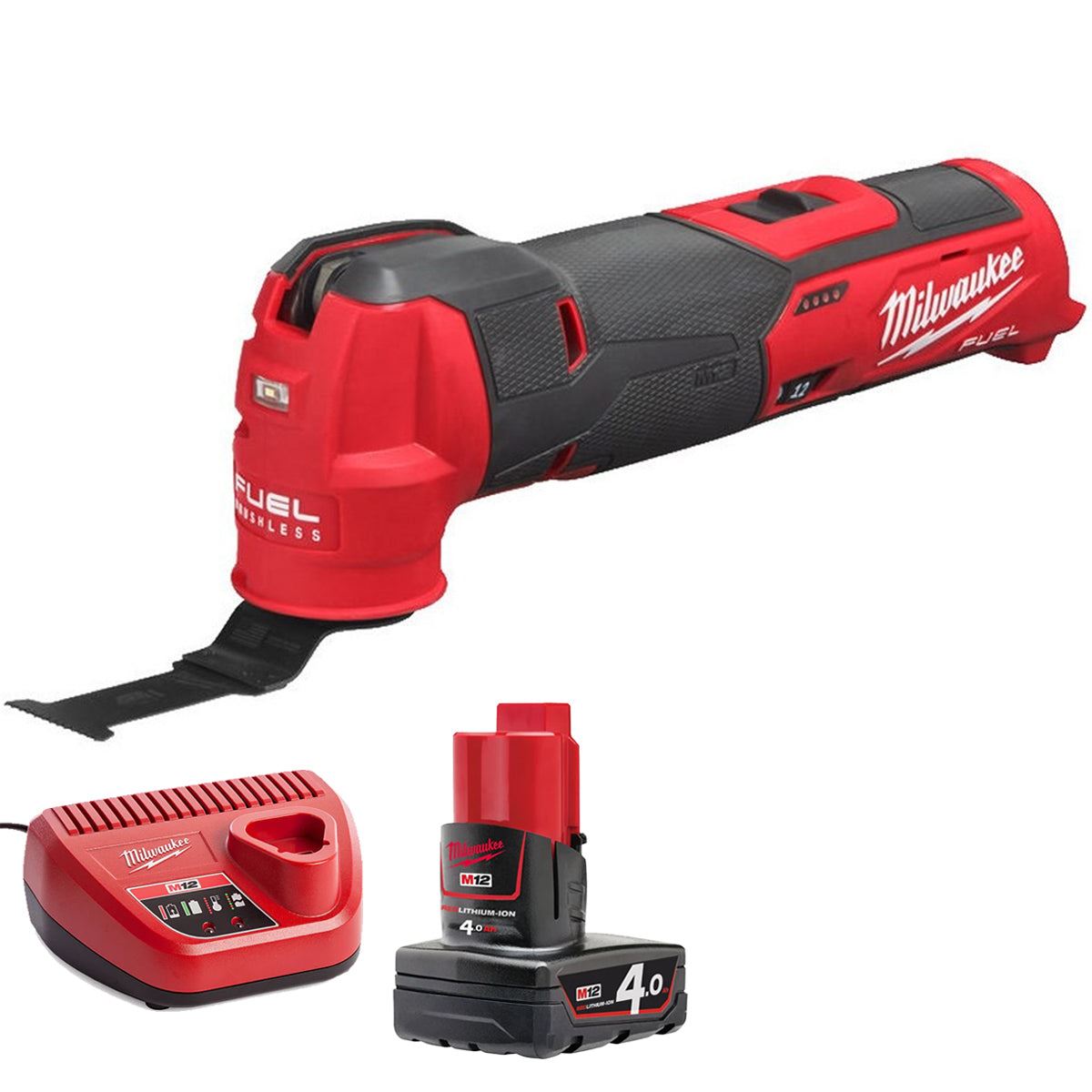 Milwaukee M12FMT-0 12V Brushless Multi Tool with 1 x 4.0Ah Battery & Charger