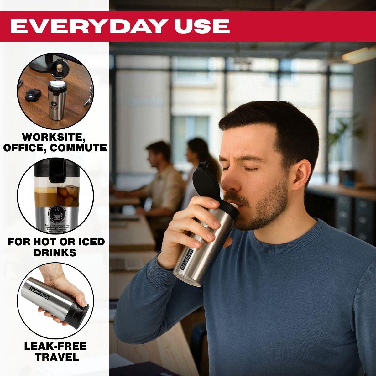 Tools4Trade Stainless Steel Thermal Coffee Mug - Silver (360ml)