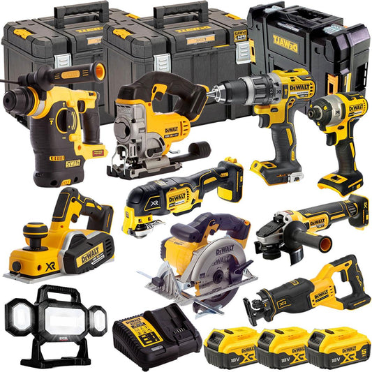 Dewalt 18V 10 Piece Power Tool Kit with 3 x 5.0Ah Batteries T4TKIT-493