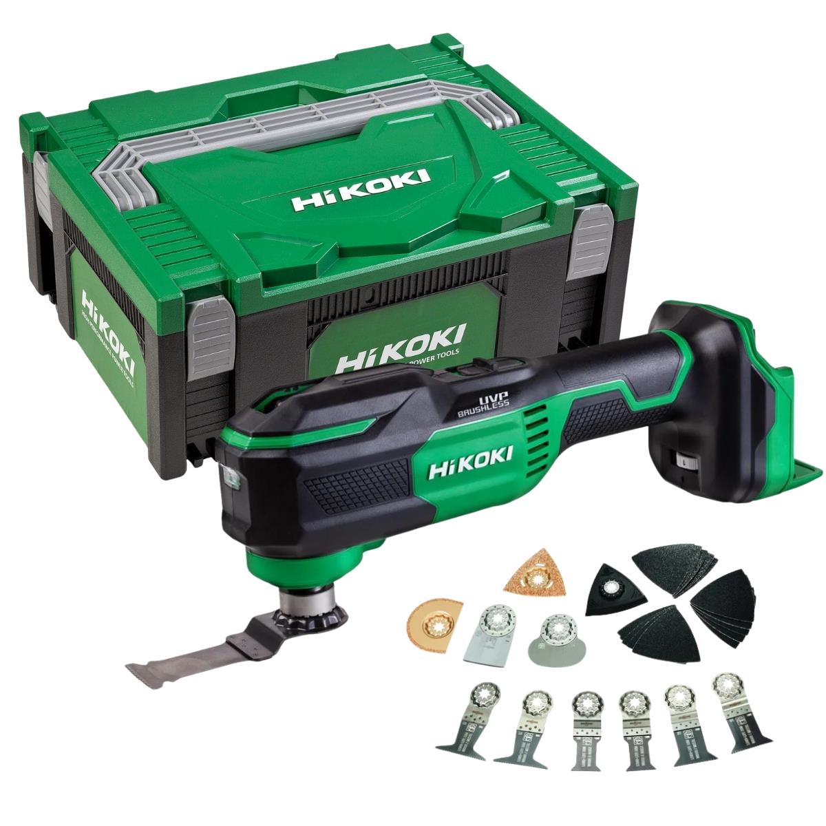 HiKOKI CV18DMAW2Z 18V Brushless Starlock Max Multi Tool With 26 Piece Accessory Set