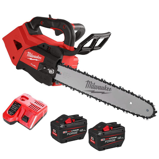 Milwaukee M18FTHCHS35 18V FUEL Brushless 35cm Top Handle Chainsaw with 2 x 12.0Ah Battery & Charger