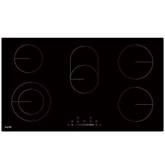 Sealey DH389 Baridi Integrated Ceramic Hob with 5 Cooking Zones 90cm Black Glass 240V