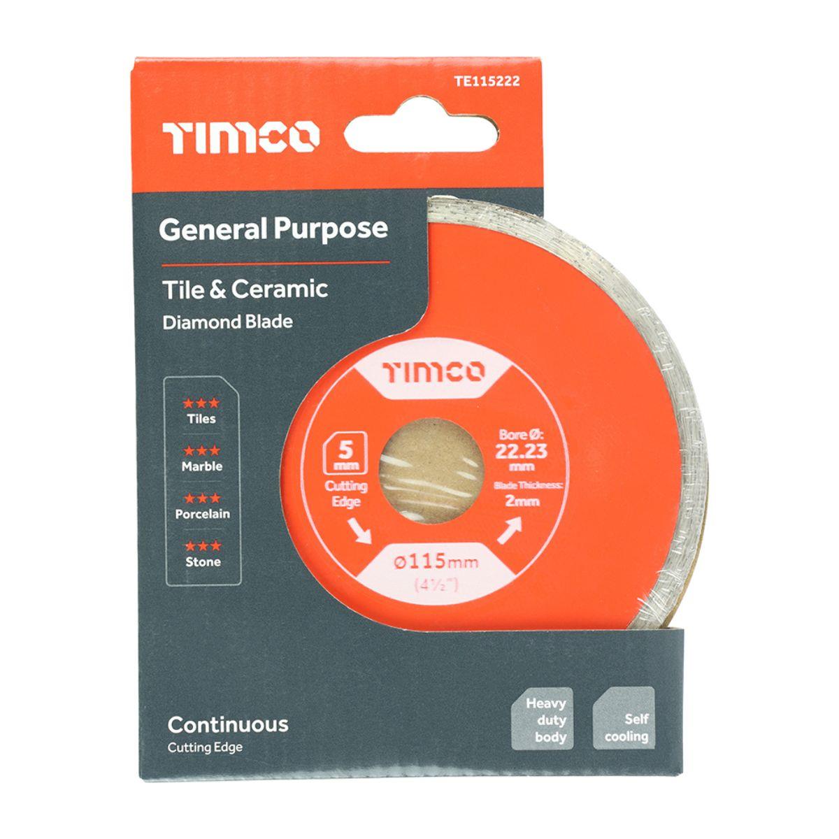 Timco 115mm General Purpose Tile & Ceramic Diamond Blade - TE115222