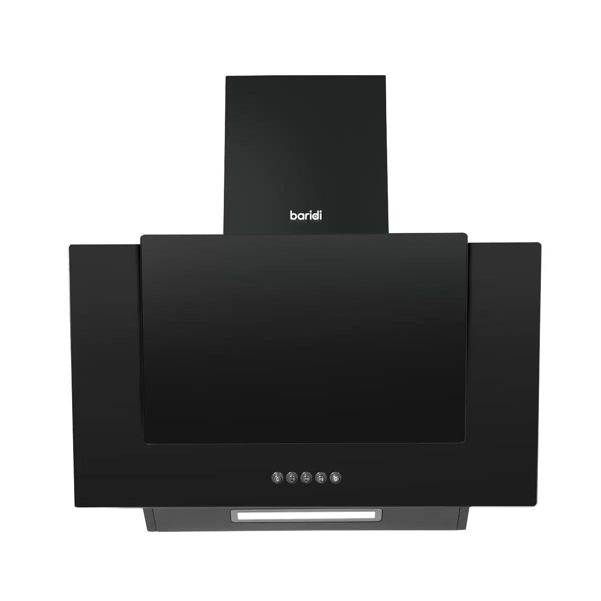 Sealey DH129 Baridi Angled Chimney Cooker Hood with Carbon Filters & LED Lamp Black Glass 240V