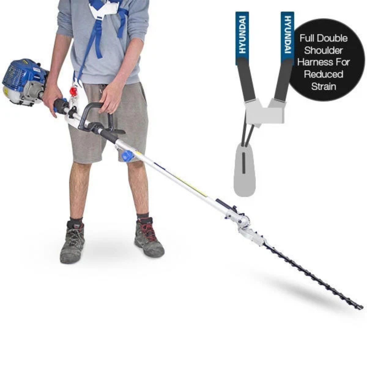 Hyundai HYPT5200X 52cc 425mm Long Reach Petrol Pole Hedge Trimmer Pruner 2-Stroke