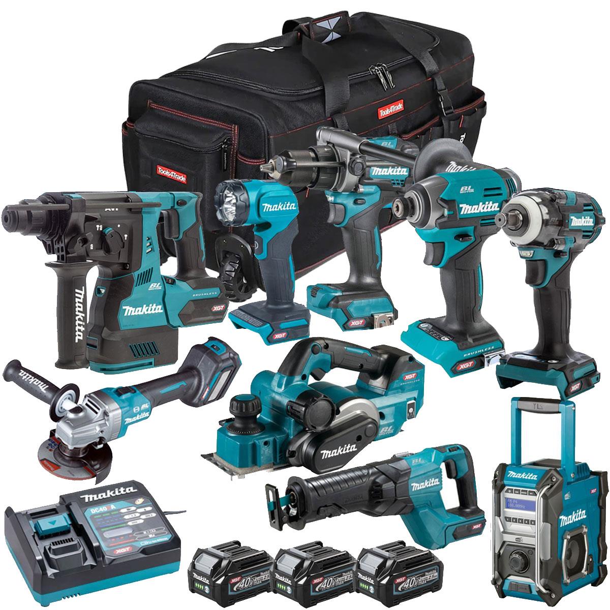 Makita 40V XGT 9 Piece Brushless Power Tool Kit with 3 x 2.5Ah Battery T4TKIT-16045