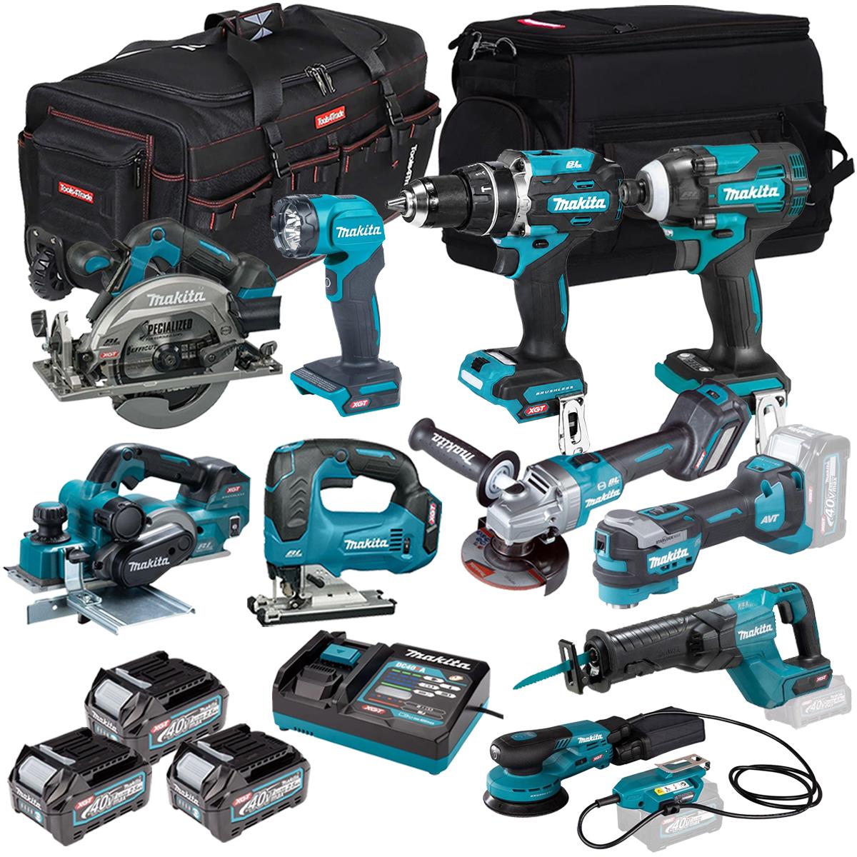 Makita 40V 10 Piece Combo Kit with 3 x 2.5Ah Batteries & Charger T4TKIT-7328
