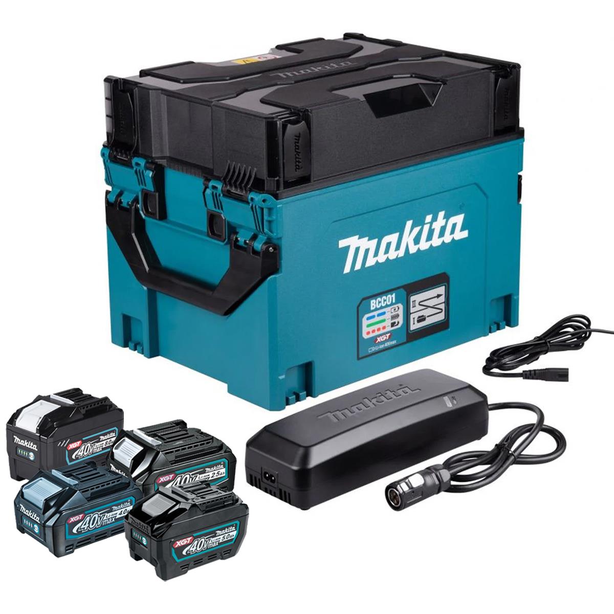 Makita BCC01 40V XGT Battery Charging Makpac Case With 4 x Batteries