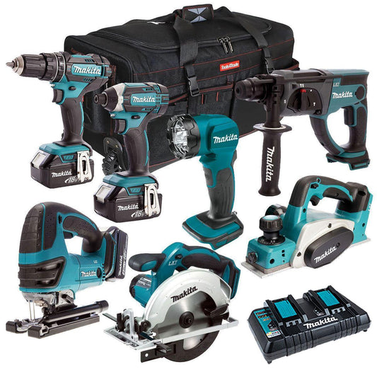 Makita 18V 7 Piece Cordless Kit with 3 x 5.0Ah Batteries & Charger T4TKIT-211