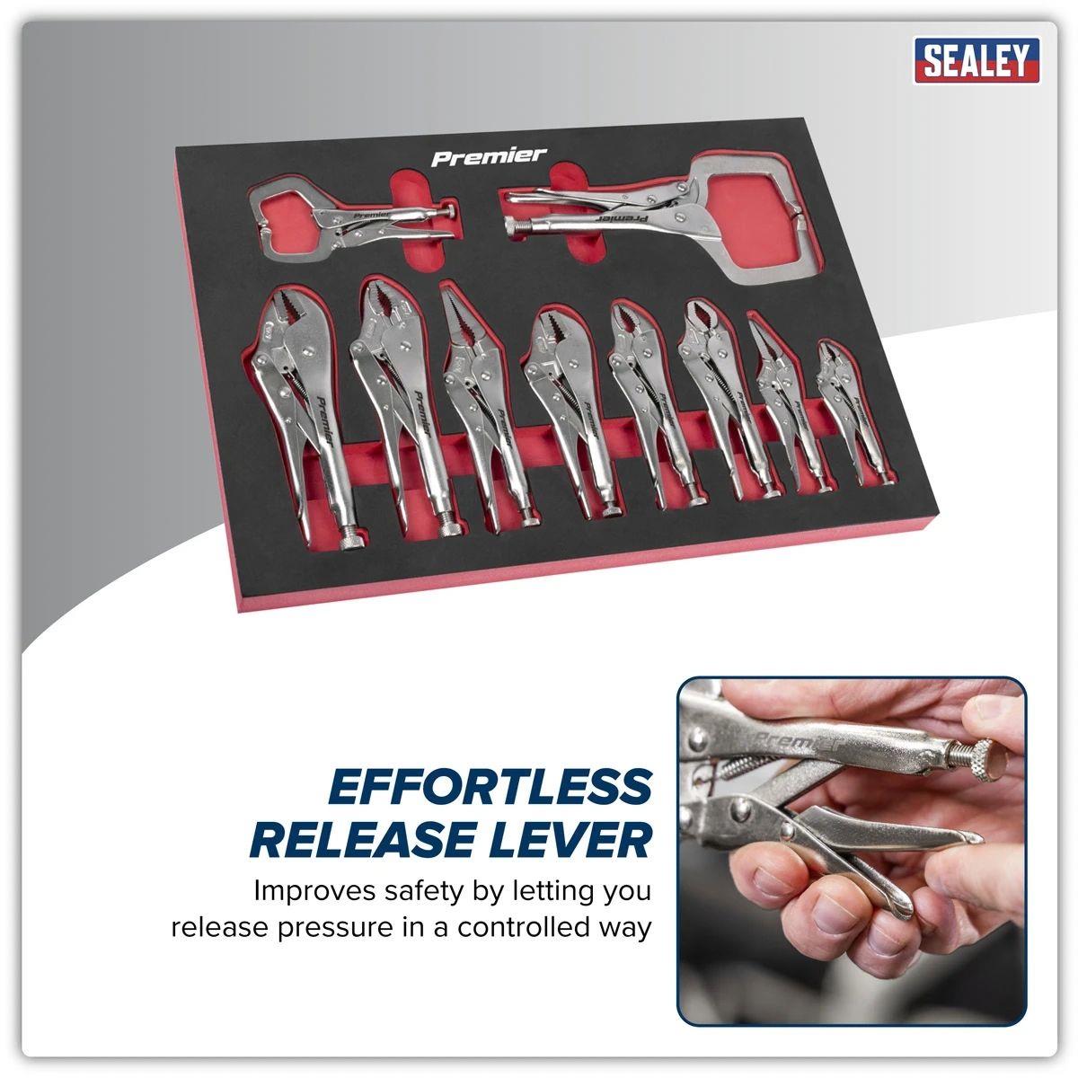 Sealey AK6802 Premier Locking Pliers Set with Tool Tray 10pc