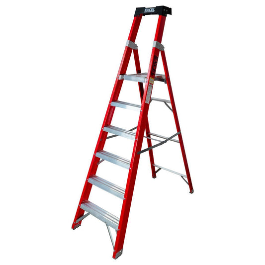 Excel Electricians Fibreglass Platform Step Ladder 6 Tread 2.04m EN131 Item Condition Box Opened Never Used - Collection Only