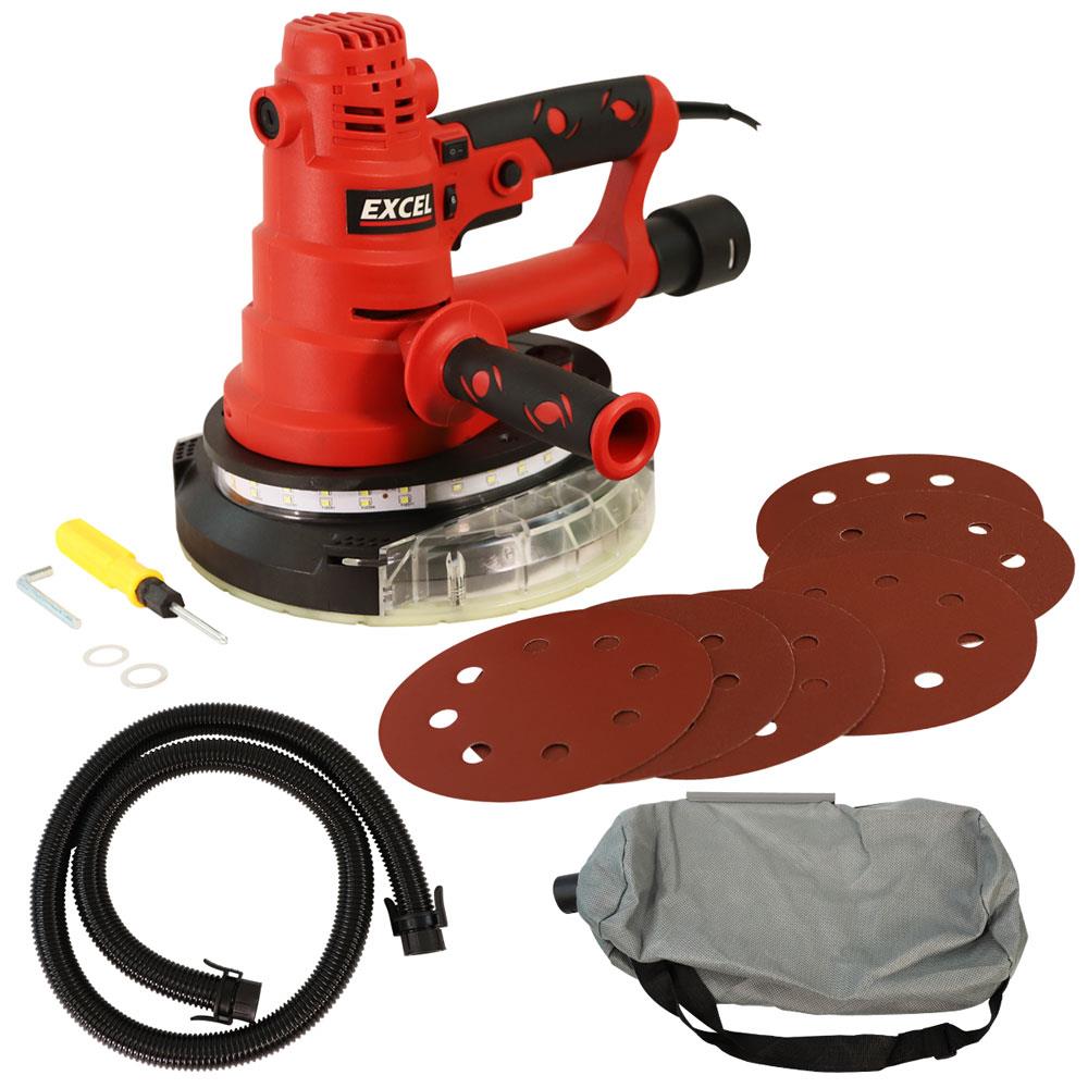 Excel 180mm Electric Handheld Drywall Sander 750W with LED Light