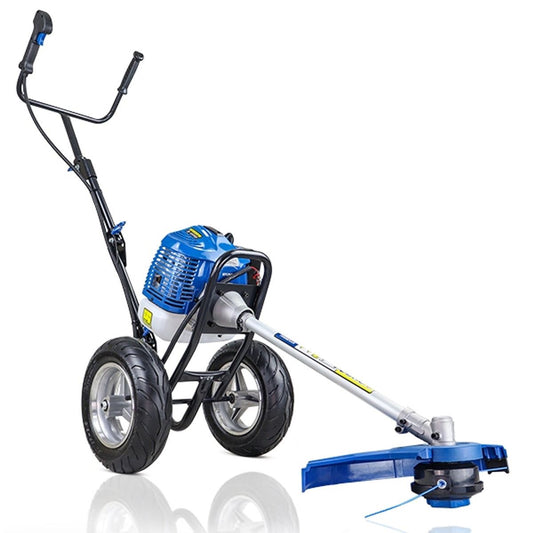 Hyundai HYWT5200X 52cc Petrol Wheeled Grass Trimmer 43cm Cutting Width Large Wheels