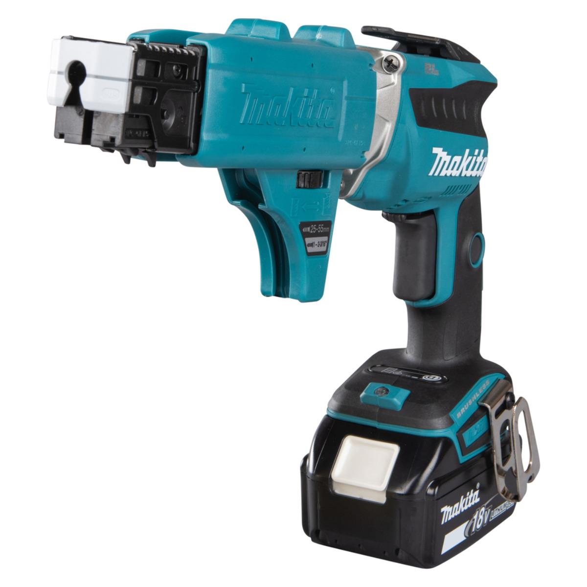Makita DFS452TJX2 18V Brushless Collated Autofeed Drywall Screwdriver with 2 x 5.0Ah Batteries & Charger in Case