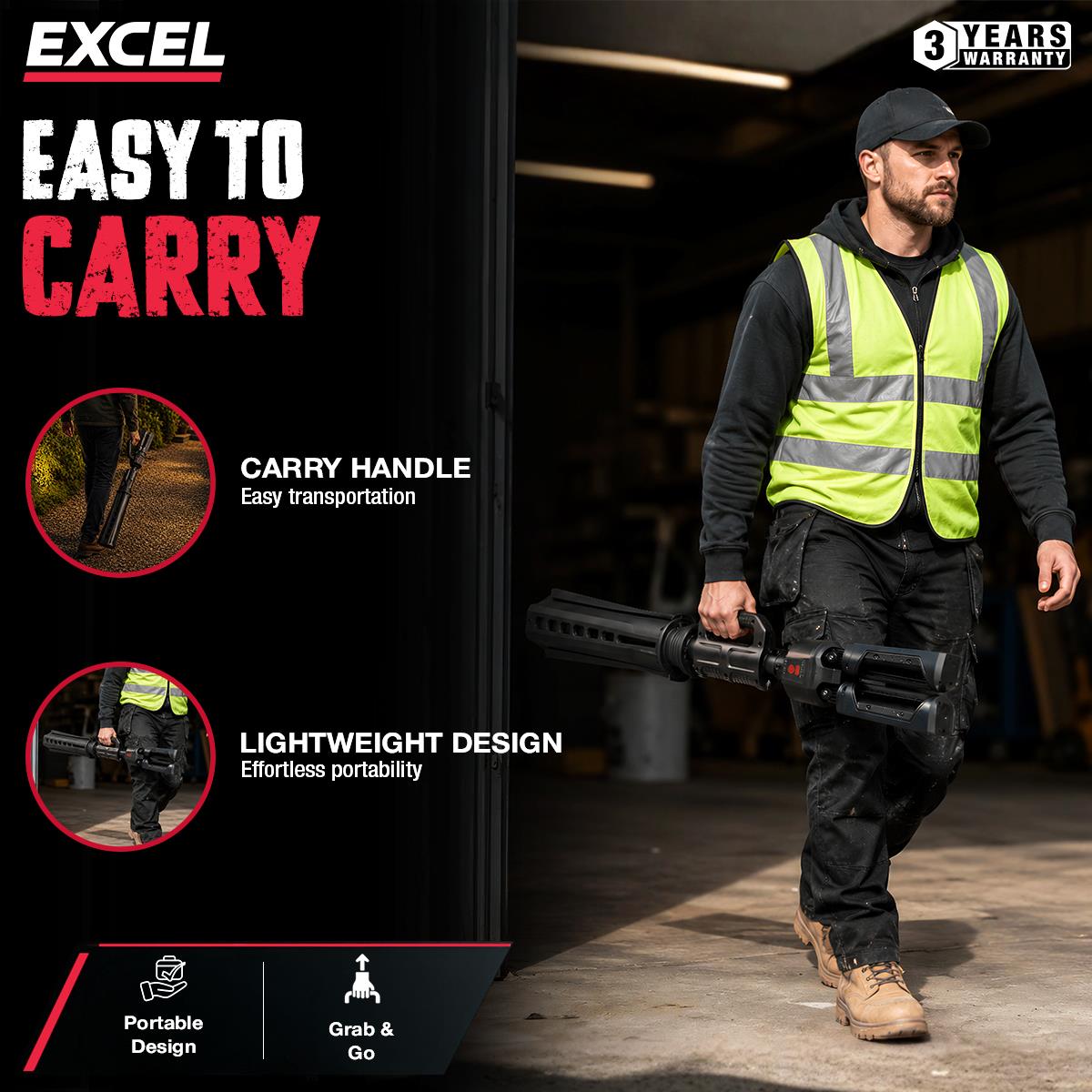 Excel 6000 Lumens Rechargeable LED Tripod Work Light with Adjustable Head
