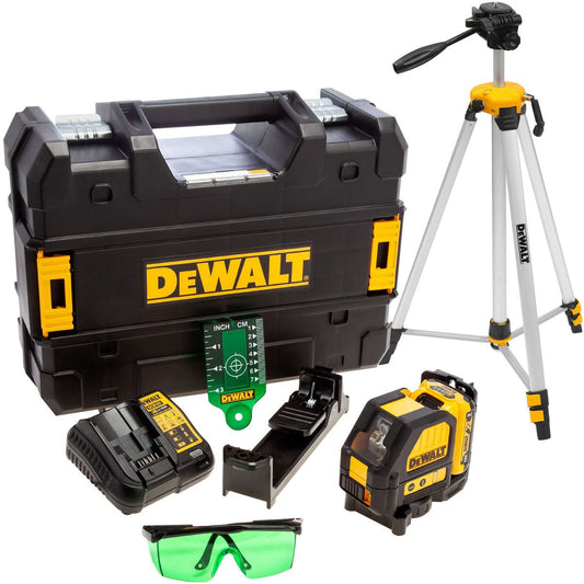 Dewalt DCE088D1G 12V Self-Levelling Green Cross Line Laser & 2.0Ah Battery Charger with Extendable Tripod