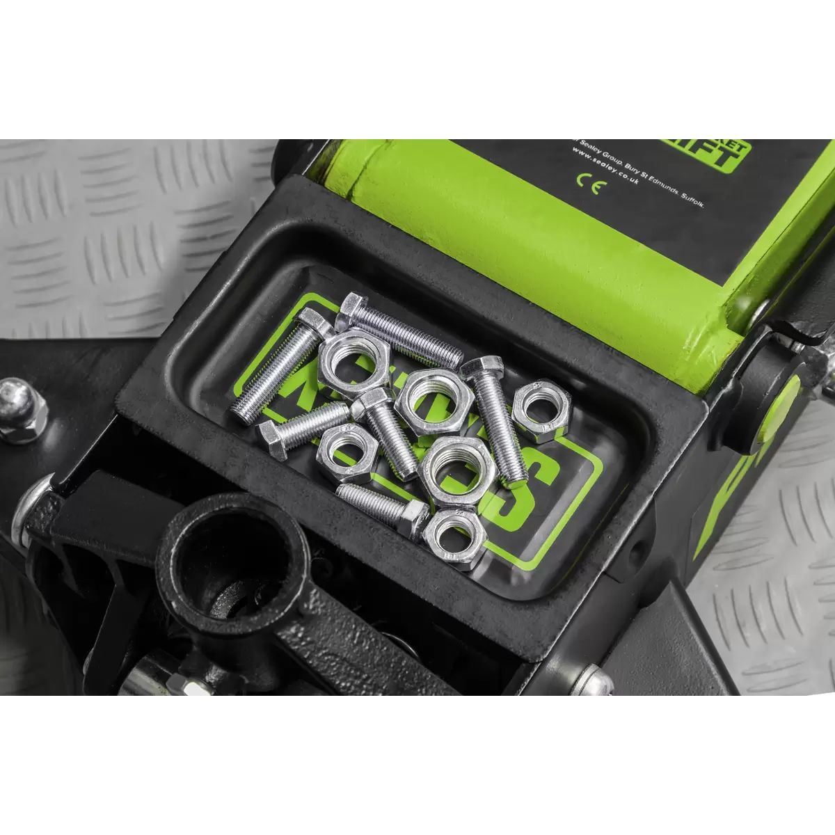 Sealey 3040AG Trolley Jack 3tonne Workshop Rocket Lift Green PU Wheels