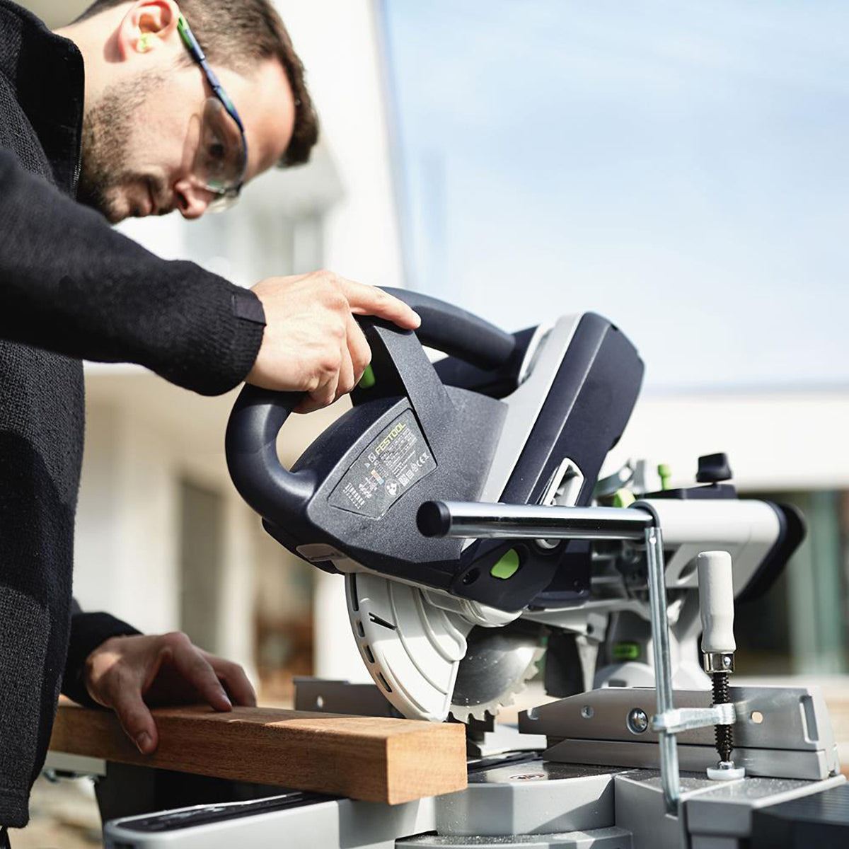 Festool KS 60 E-SET 230V GB 216mm Sliding Compound Mitre Saw - 561729 With SYS-AIR M Air purifier 577785