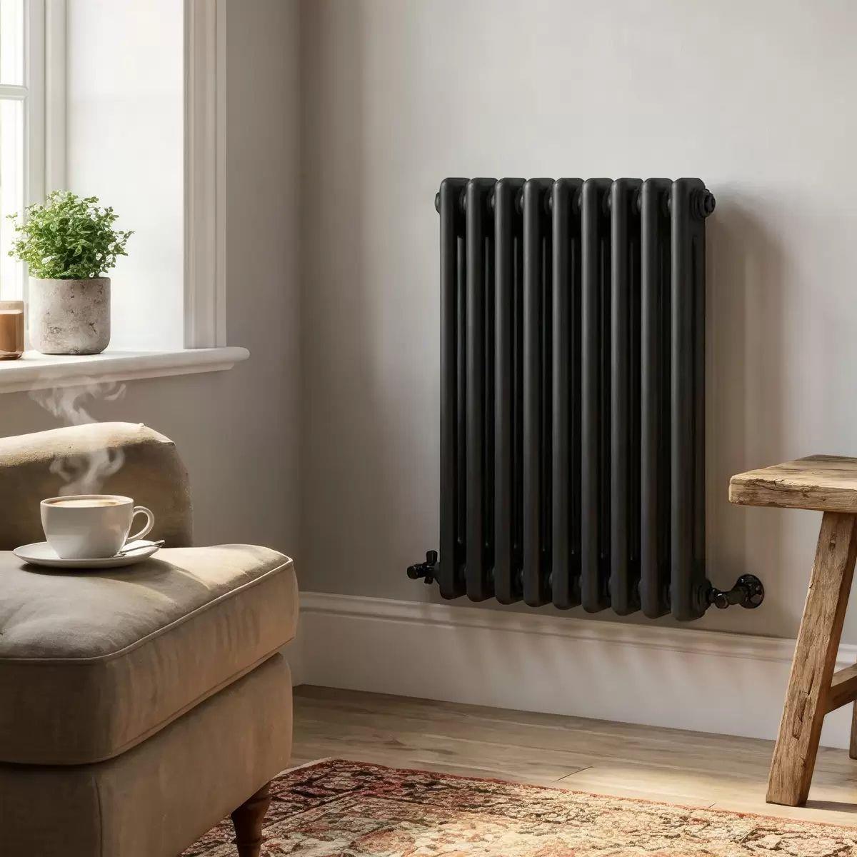 Sealey DH361 Baridi Horizontal Traditional 2 Column Radiator 600 x 427mm Black
