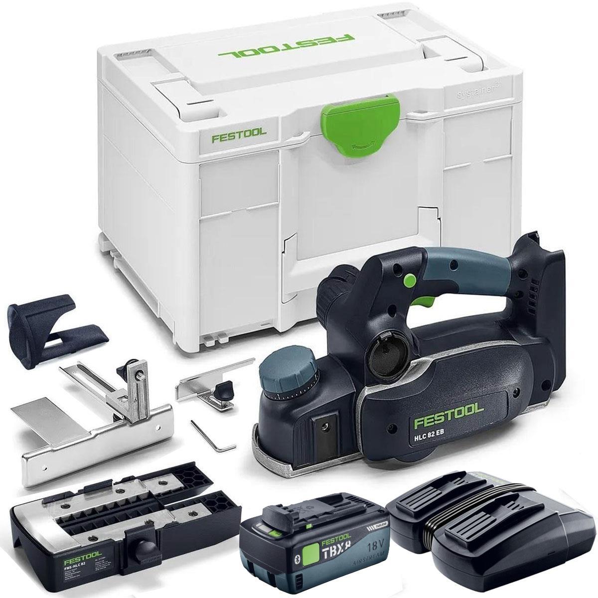 Festool HLC 82 EB-Basic-Set 18V Brushless Planer 578600 with 1 x 8.0Ah Battery & Accessories Set