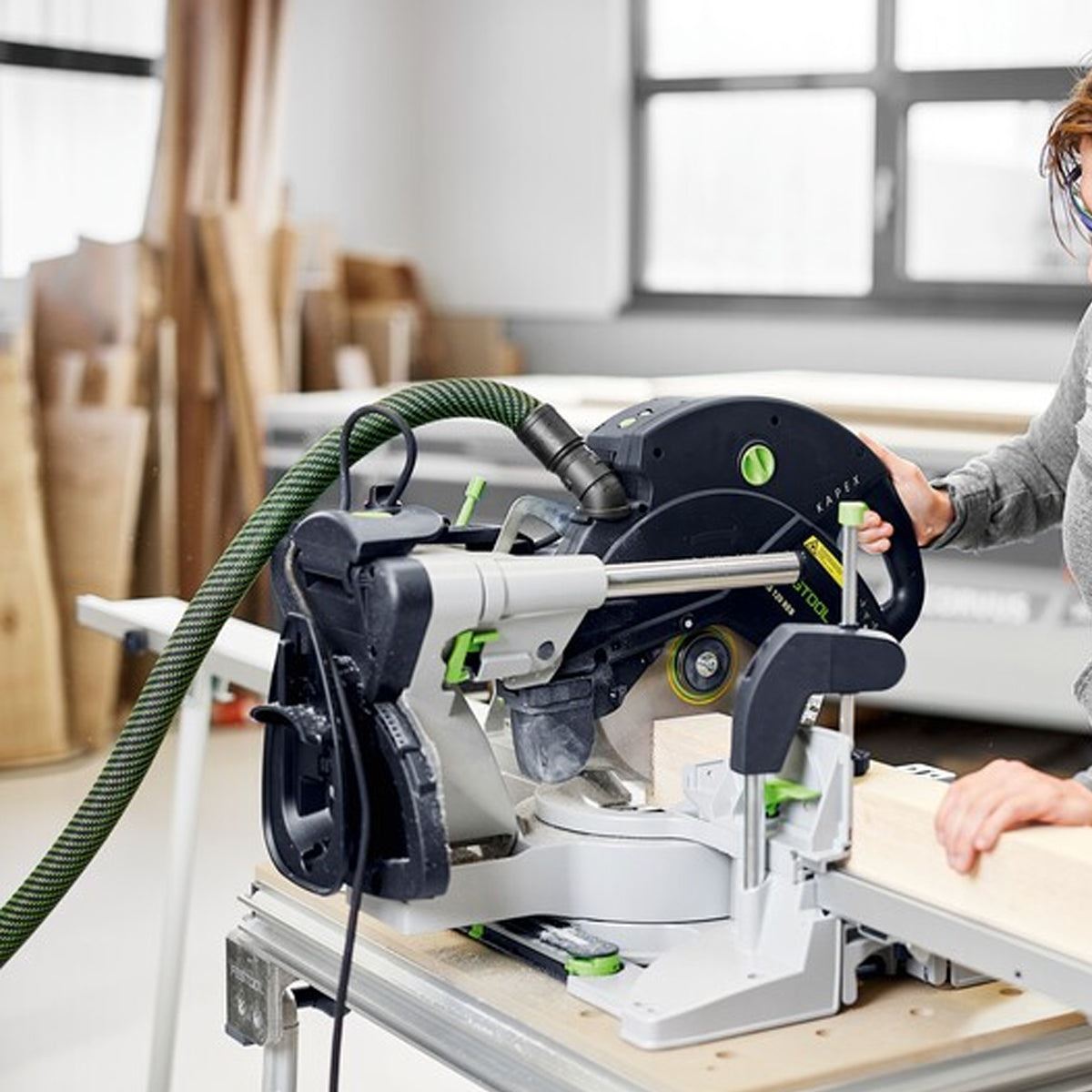 Festool KAPEX KS 120 REB 230V GB 260mm Sliding Compound Mitre Saw - 575304 With SYS-AIR M Air purifier 577785