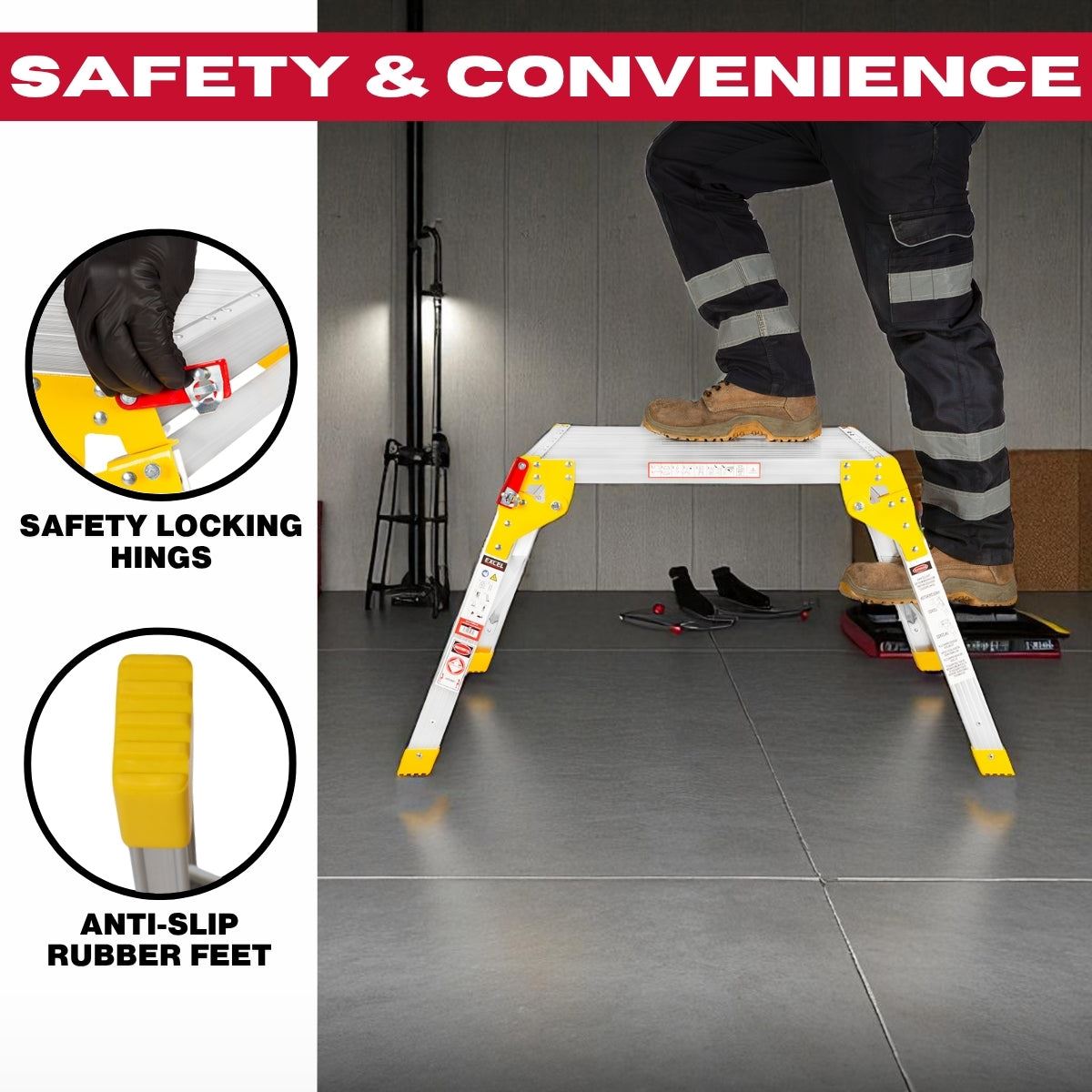 Excel Heavy Duty Aluminium Platform Work Bench Folding Hop Up 600mm x 600mm