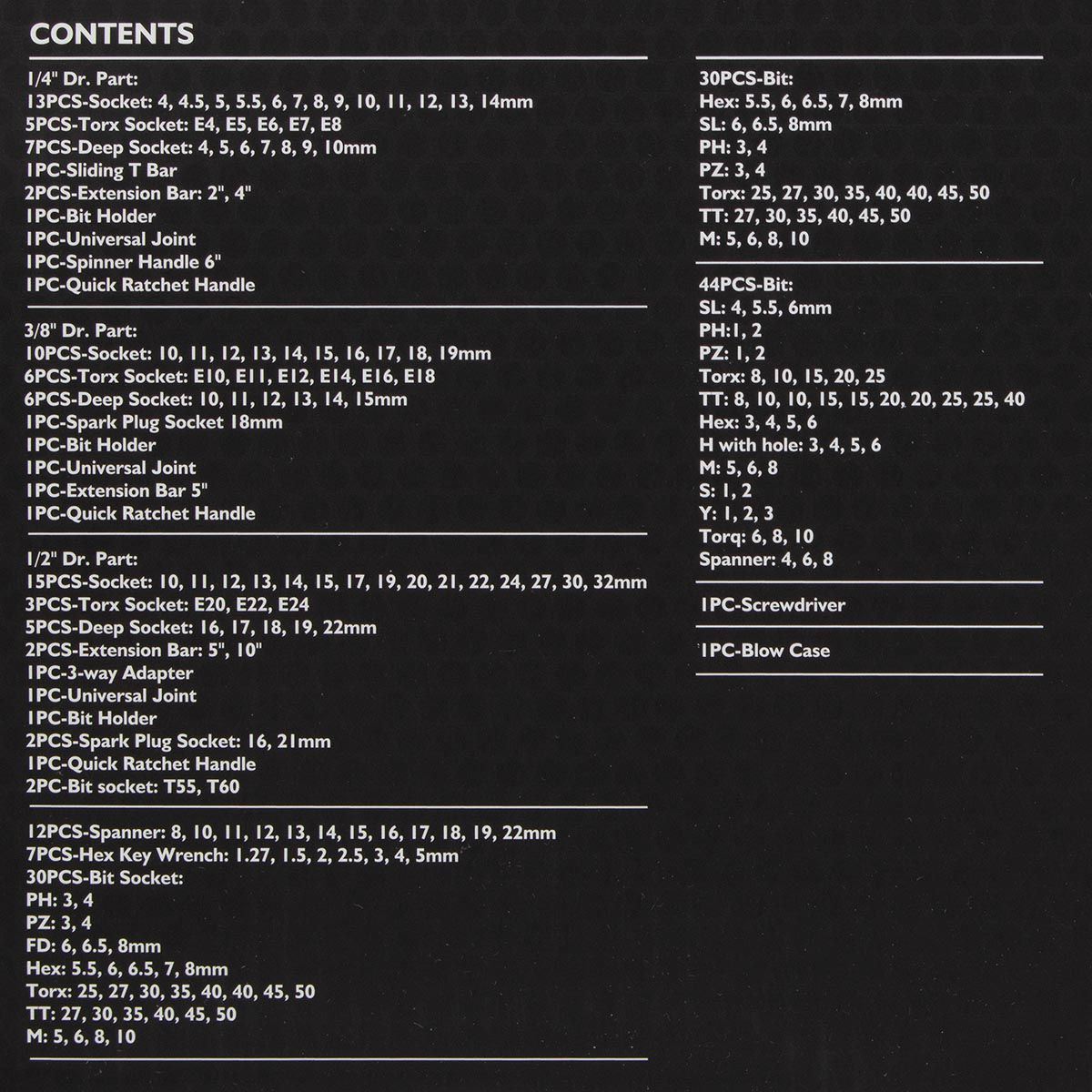 JCB 38841 216 Piece Socket and Bit Set Chrome Vanadium Steel