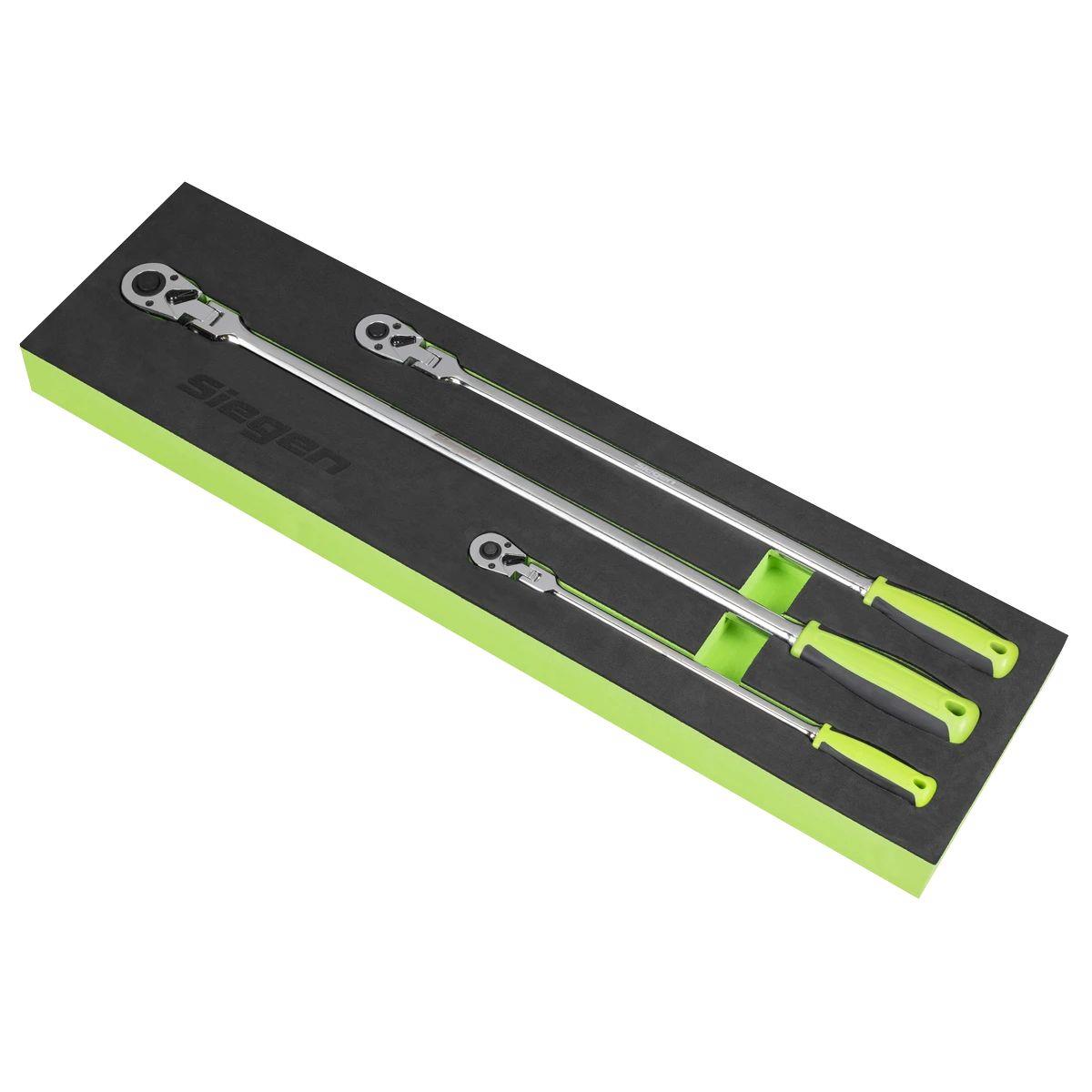 Sealey S01333 Extra-Long Flexi-Head Ratchet Wrench Set 3pc
