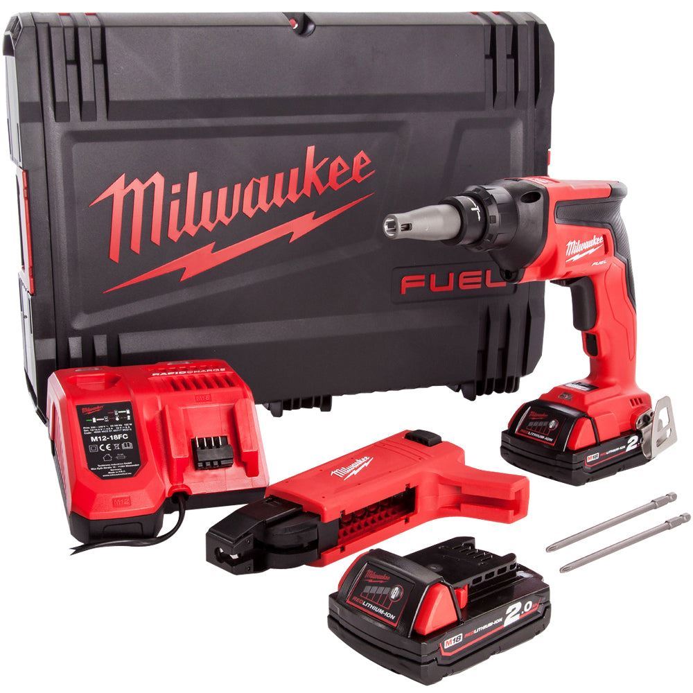 Milwaukee M18FSGC-202X 18V Fuel Brushless Screw Gun with 2 x 2.0Ah Battery Charger & Case 4933459200