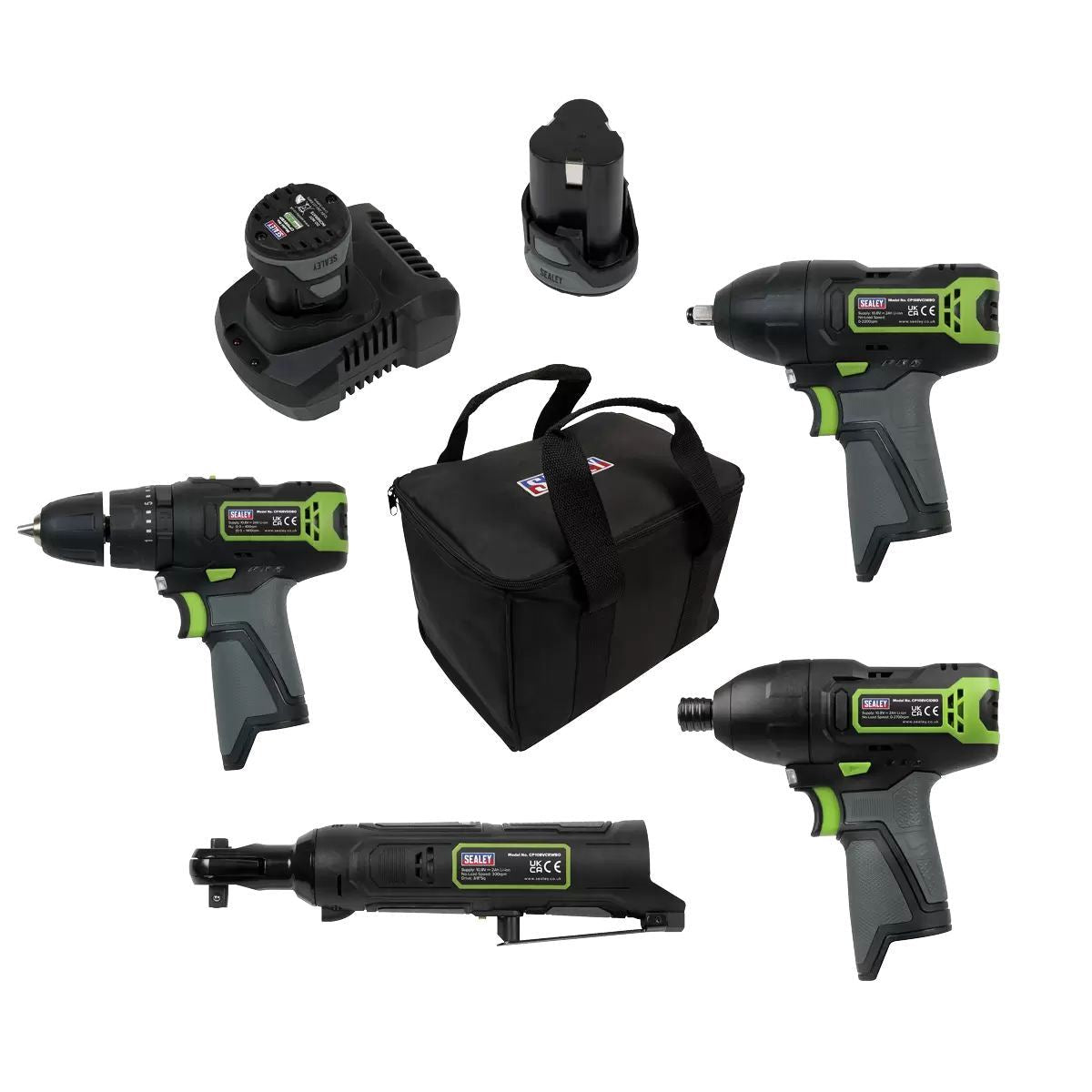 Sealey CP108VCOMBO2 4 x 10.8V Cordless Combo Kit 2 Batteries With Charger