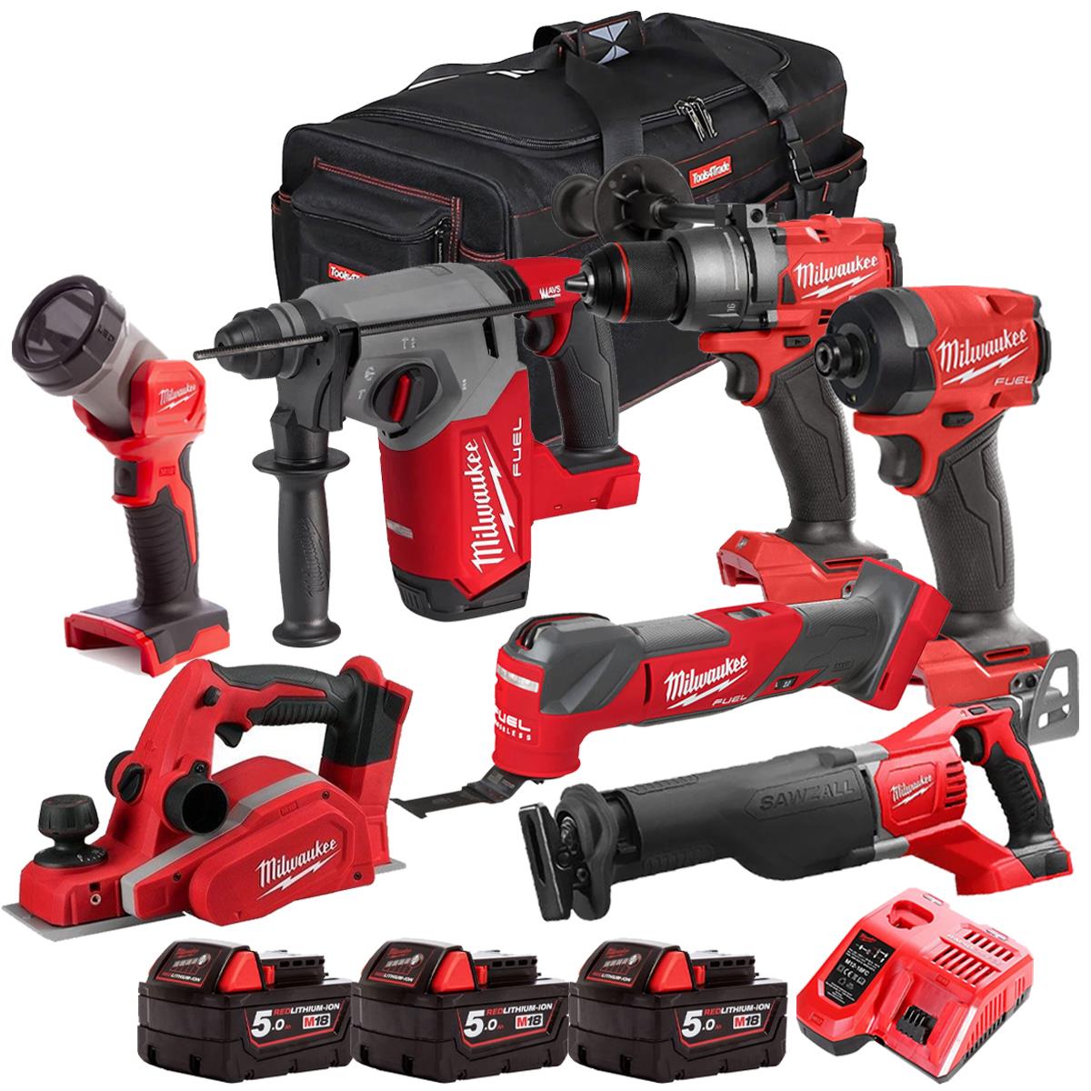 Milwaukee 18V 7 Piece Combo Kit with 3 x 5.0Ah Batteries & Charger M18T4TKIT-4821